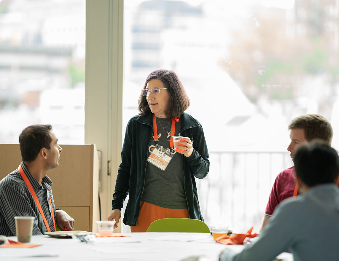 Photo of Lorrie Cranor speaking to attendees of the CyLab Partners Conference