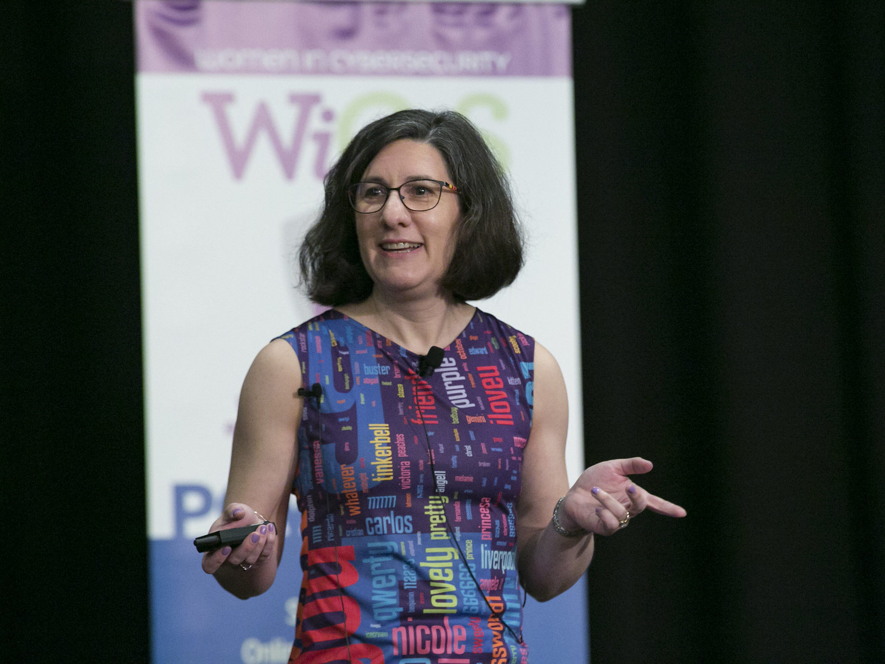 CMU's Lorrie Cranor speaks to a crowd at WiCyS 2019 about how she got into the cybersecurity field.