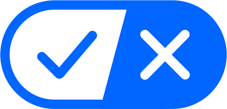 Researchers' privacy choices icon (blue and white with checkmark on one side and 'x' on the other)